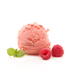 raspberry ice cream isolated on white background