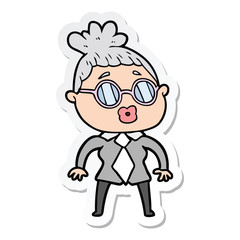 sticker of a cartoon office woman wearing spectacles