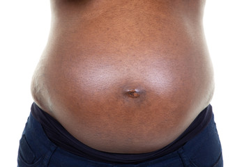 pregnant african american woman black belly isolated