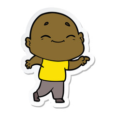 sticker of a cartoon happy bald man