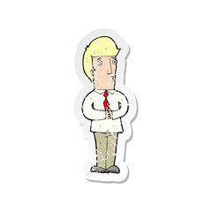 retro distressed sticker of a cartoon nervous man