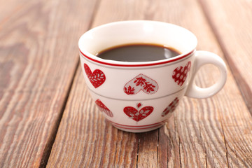 coffee cup on wood background