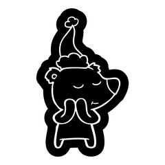 happy cartoon icon of a polar bear wearing santa hat