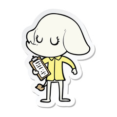 sticker of a cute cartoon elephant