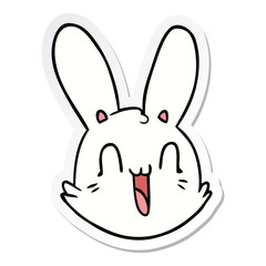 sticker of a cartoon crazy happy bunny face