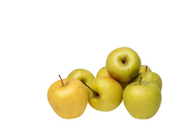  several unwashed apples on a white background