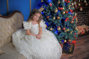little cute girl in white dress
