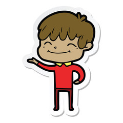 sticker of a cartoon happy boy