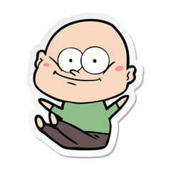 sticker of a cartoon bald man staring