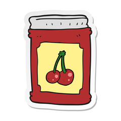sticker of a cartoon cherry jam jar © lineartestpilot