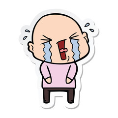 Obraz premium sticker of a cartoon crying bald man