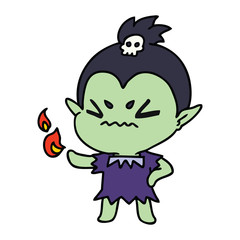 cartoon of cute kawaii vampire girl