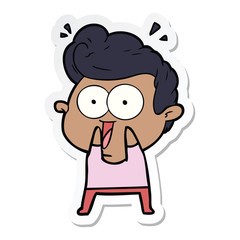 sticker of a cartoon excited man