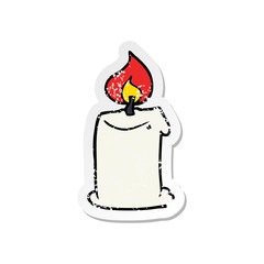 distressed sticker of a cartoon candle