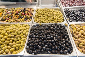 Olives background in oriental market