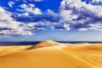 Dunes Blue Sky Clouds Sea