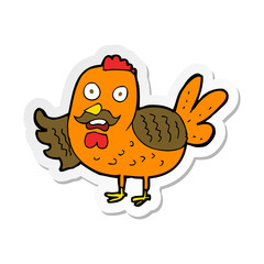 sticker of a cartoon old rooster