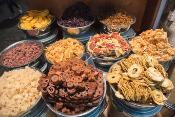 Dried fruits in the oriental market