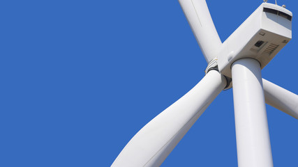 Wind turbines are spinning to generate electricity.