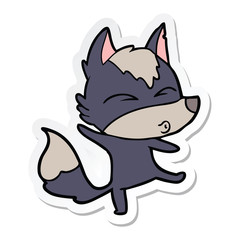 sticker of a cartoon wolf pouting