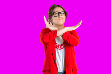 Person making loser sign