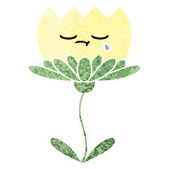 retro illustration style cartoon flower