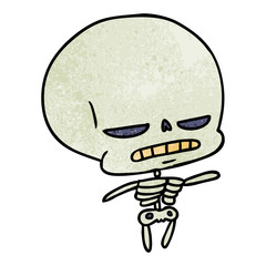 Obraz na płótnie Canvas textured cartoon of spooky kawaii skeleton