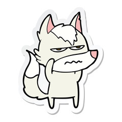 sticker of a cartoon annoyed wolf