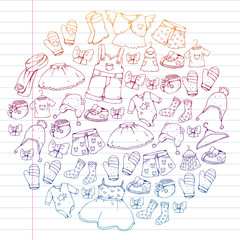 Children clothes. Background for babies, kids patterns.