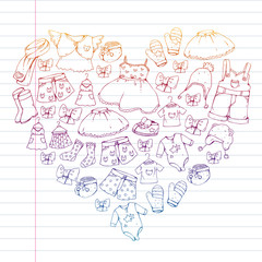 Children clothes. Background for babies, kids patterns.