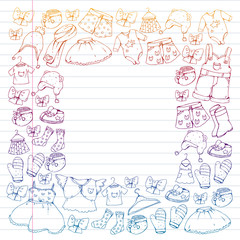 Fototapeta premium Children clothes. Background for babies, kids patterns.