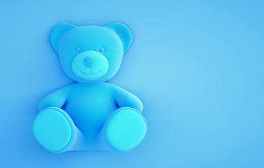 Teddy bear on the blue background