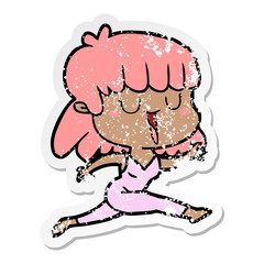 distressed sticker of a cartoon woman