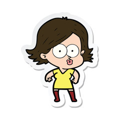 sticker of a cartoon girl pouting