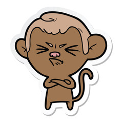sticker of a cartoon angry monkey