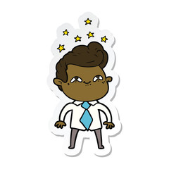 sticker of a cartoon excited man