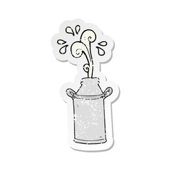 retro distressed sticker of a cartoon milk barrel