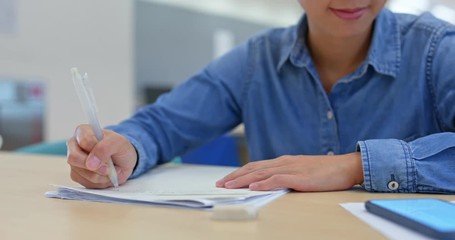 Woman study at library