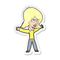 sticker of a cartoon woman gesturing