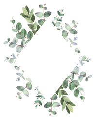 Eucalyptus diamond shape frame composition