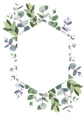 Eucalyptus hexagon frame composition