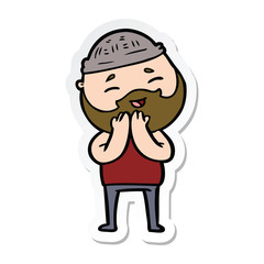 sticker of a cartoon happy bearded man