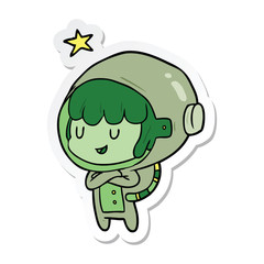 sticker of a cartoon space girl
