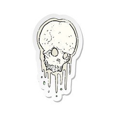 retro distressed sticker of a cartoon scary skull