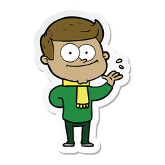 sticker of a cartoon happy man