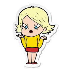 sticker of a cartoon stressed woman