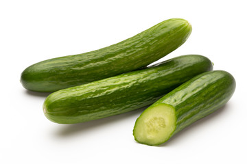 Fresh cucumber on white background.