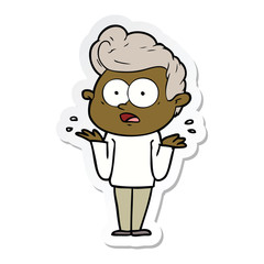 sticker of a cartoon staring man