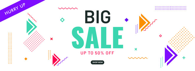 Flat style Big Sale header or banner design with abstract element on white background.