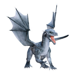 3D Rendering Fairy Tale Dragon on White